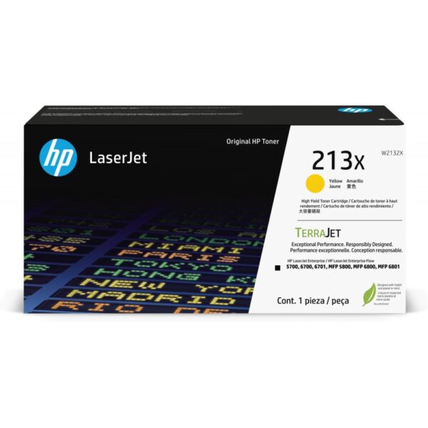 HP 213X - Alto rendimiento - amarillo - original - LaserJet - cartucho de tóner (W2132X) - para Colo