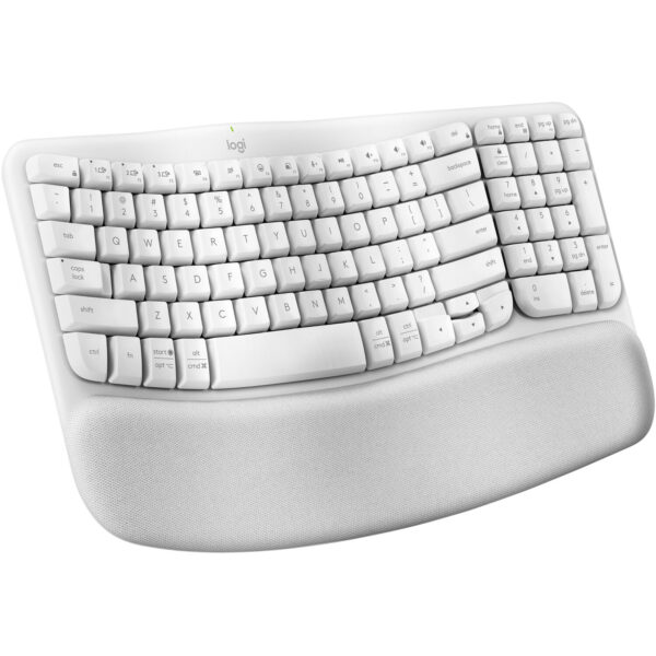 Logitech Ergo Series Wave Keys Wireless Ergonomic Keyboard with Cushioned Palm Rest, Off-white - Tec