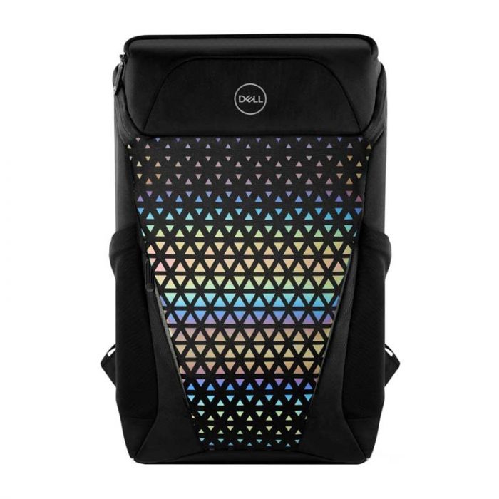Dell Gaming Backpack 17 - Mochila para transporte de portátil - 17" - negro con panel frontal reflectante de arcoiris