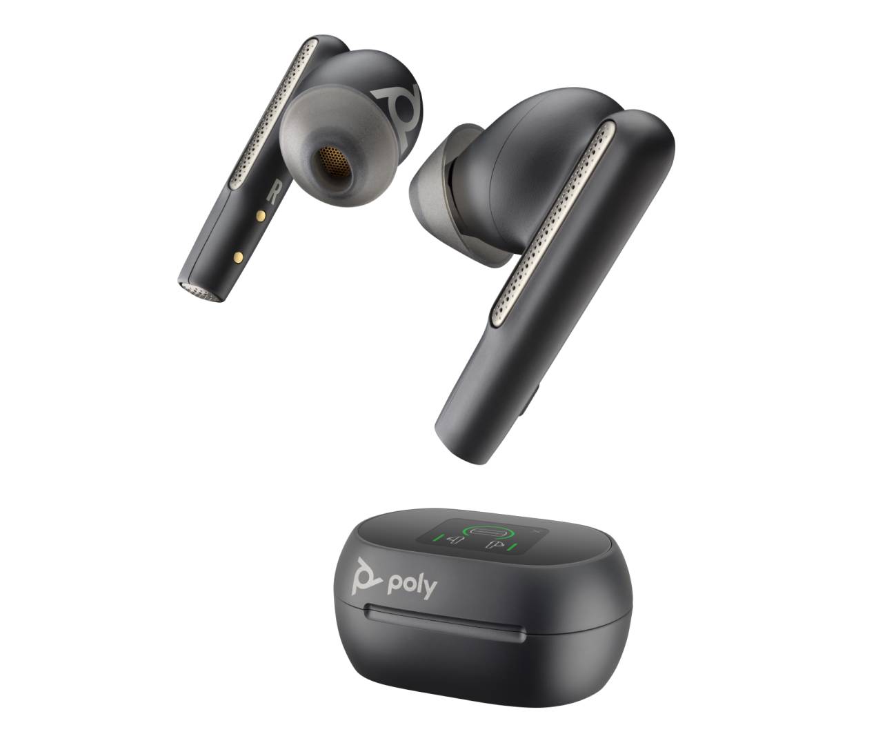 Poly Voyager Free 60+ UC M - Auriculares inalámbricos con micro - en oreja - Bluetooth - cancelación de sonido activo - USB-A a través de adaptador Bluetooth - negro carbón - Certificado para Equipos