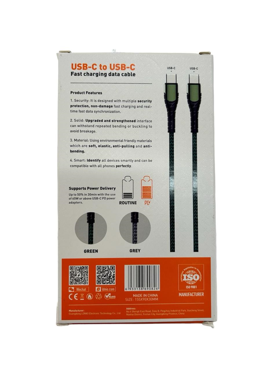 Cable Tipo C a Tipo C LC101C 1m - Imagen 2