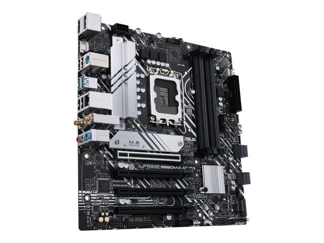 ASUS PRIME B660M-A AC D4 - Placa base - micro ATX - Socket LGA1700 - B660 Chipset - USB-C Gen1, USB 3.2 Gen 1, USB 3.2 Gen 2 - Gigabit LAN, Wi-Fi, Bluetooth - Tarjeta gráfica (CPU necesaria) - HD Audi