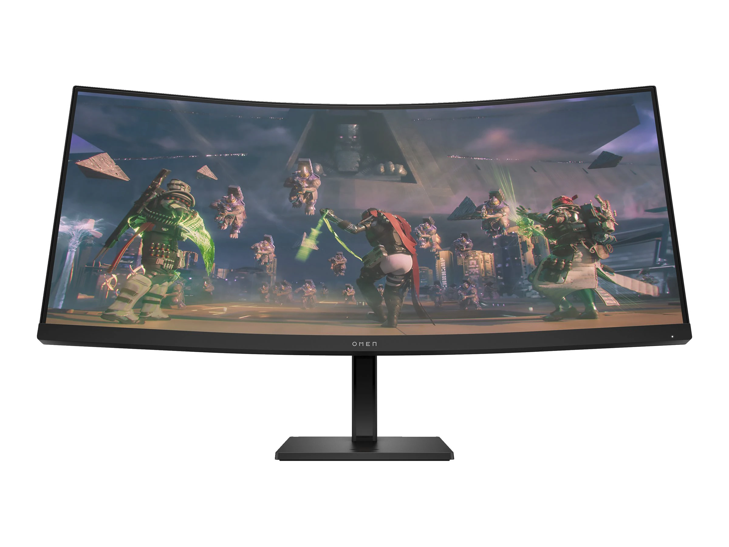 OMEN by HP 34c - Monitor LED - gaming - curvado - 34" - 3440 x 1440 WQHD @ 165 Hz - VA - 400 cd/m² - 3000:1 - 1 ms - 2xHDMI, DisplayPort - altavoces - soporte negro