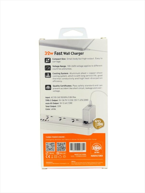 Cargador de Pared Dual 32w PD+USB - Imagen 2