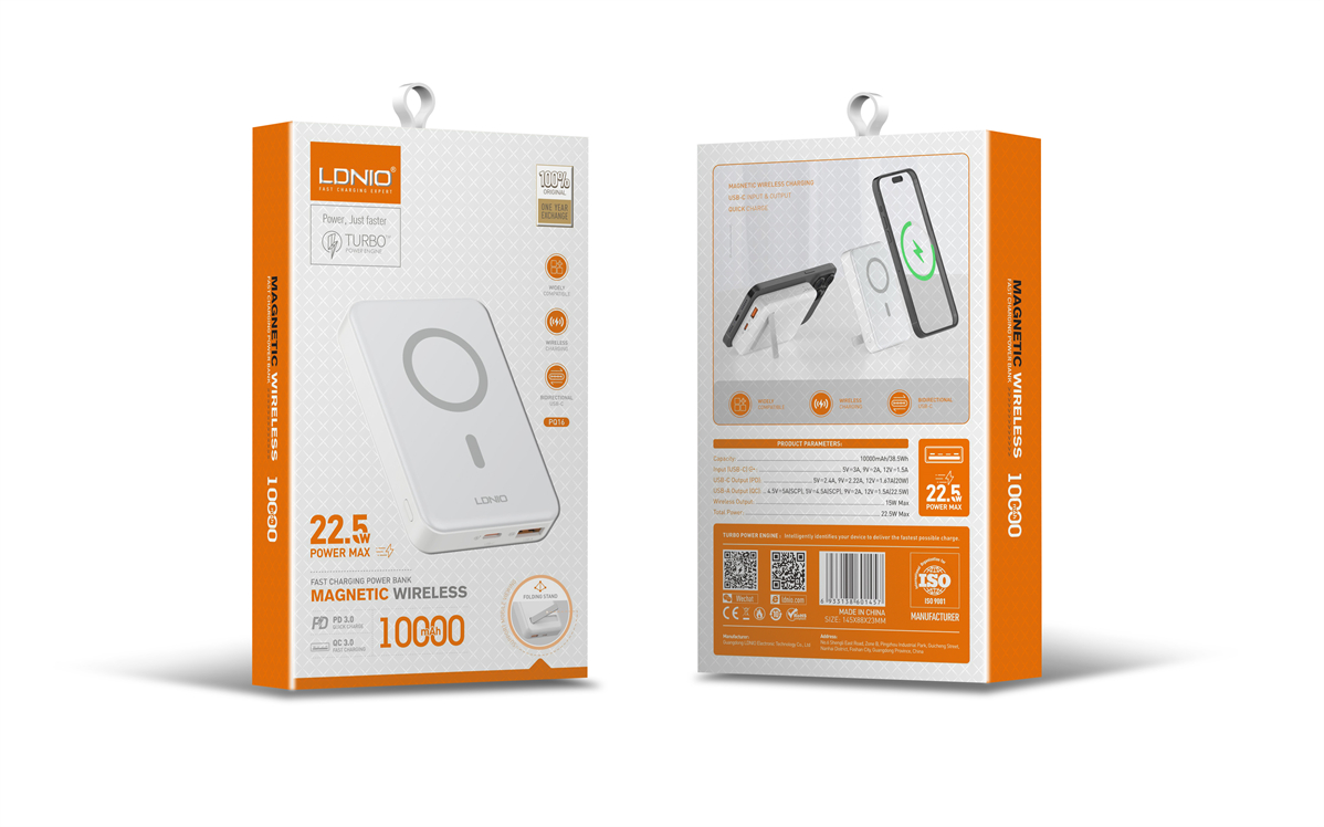 Power Bank inalámbrica magnética de 10000 mAh PQ16