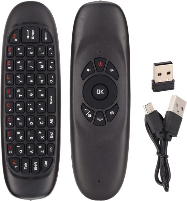 Air Mouse, teclado de 2.4 GHz con receptor USB y cable, control remoto universal para TV
