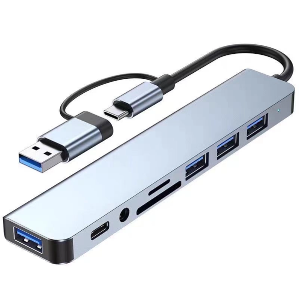 Adaptador HUB USB 8 en 1 BC1.2