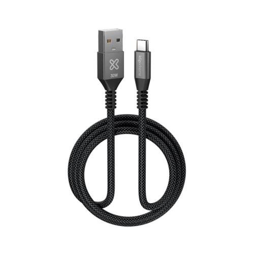 Klip Xtreme - USB cable - 24 pin USB-C - 9 pin USB Type A - 3 m - Black - 30W Braided Fast charging