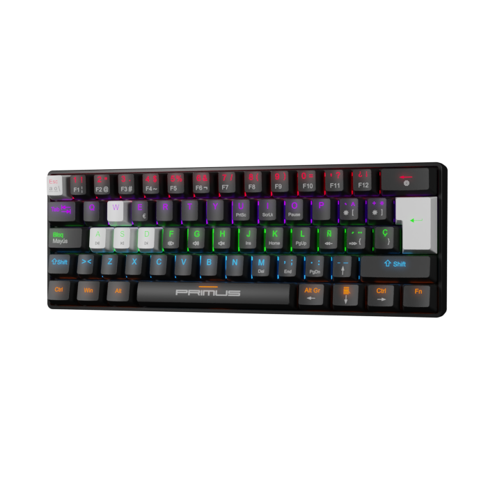 Primus Gaming - Keyboard - Wired - Spanish - USB 2.0 - Ergonomic Design - Black & white
