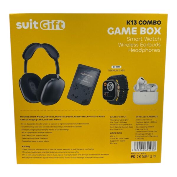 Combo K13 Game Box - 4 en 1: Smartwatch + Audífonos Inalámbricos + Audífonos Tipo AirPods + Consola de Videojuegos Retro - Imagen 8