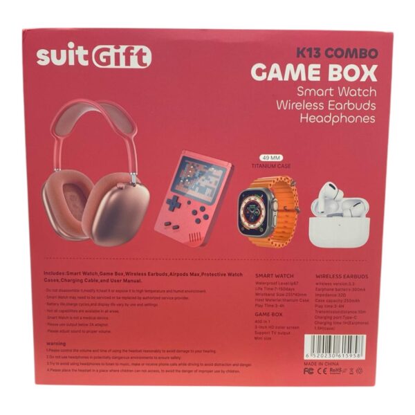 Combo K13 Game Box - 4 en 1: Smartwatch + Audífonos Inalámbricos + Audífonos Tipo AirPods + Consola de Videojuegos Retro - Imagen 7