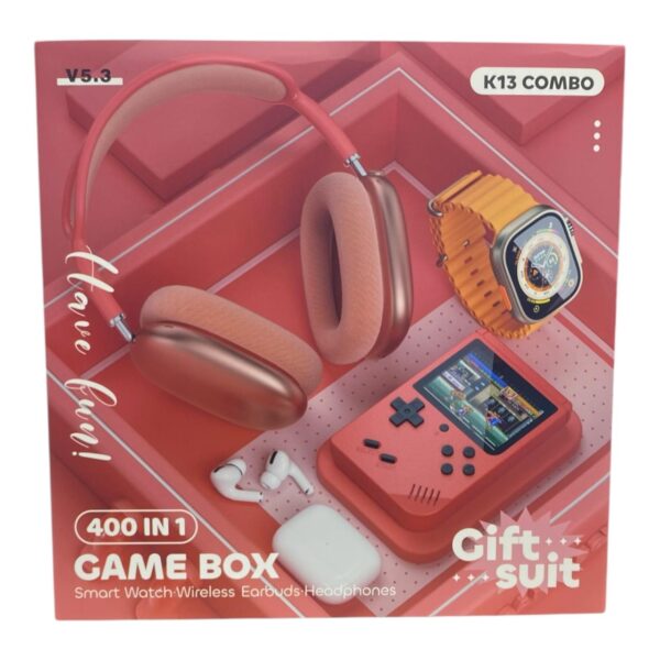 Combo K13 Game Box - 4 en 1: Smartwatch + Audífonos Inalámbricos + Audífonos Tipo AirPods + Consola de Videojuegos Retro - Imagen 2