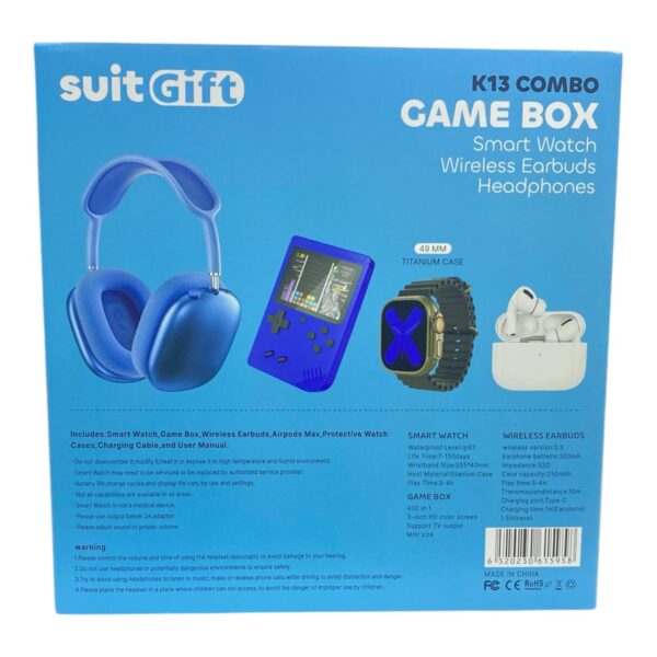 Combo K13 Game Box - 4 en 1: Smartwatch + Audífonos Inalámbricos + Audífonos Tipo AirPods + Consola de Videojuegos Retro - Imagen 11