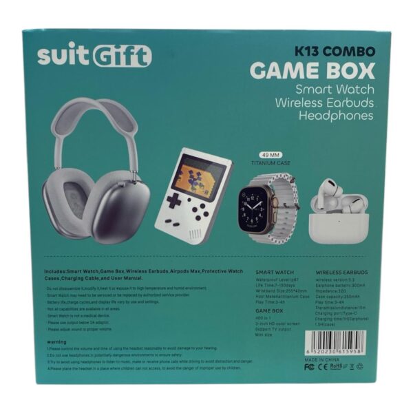 Combo K13 Game Box - 4 en 1: Smartwatch + Audífonos Inalámbricos + Audífonos Tipo AirPods + Consola de Videojuegos Retro - Imagen 10