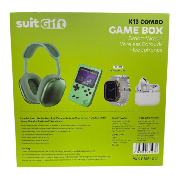 Combo K13 Game Box - 4 en 1: Smartwatch + Audífonos Inalámbricos + Audífonos Tipo AirPods + Consola de Videojuegos Retro - Imagen 9