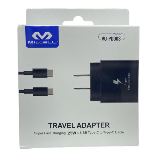 Cargador Micell 25W con Cable Tipo-C a Tipo-C carga rápida VQ-PD003 - Imagen 2