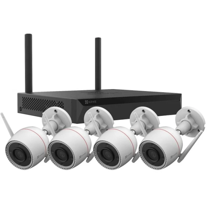 EZVIZ 4MP Video Surveillance Kit Includes: (4) H3C 4MP/2K+ 2.8mm wireless (Wi-Fi) cameras (1) NVR X5S (8 channels) - 2 Way Audio - H.265 - Up to 8TB