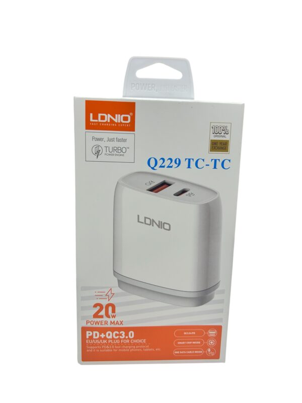 Cargador LDNIO 20w Dual PD+USB Q229TC-TC