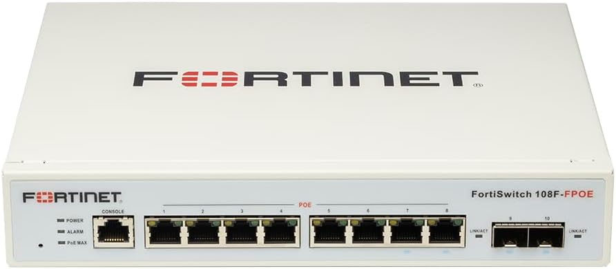 Fortinet FortiSwitch 108F-FPOE - Conmutador - Gestionado - 8 x 10/100/1000 (PoE+) + 2 x Gigabit SFP