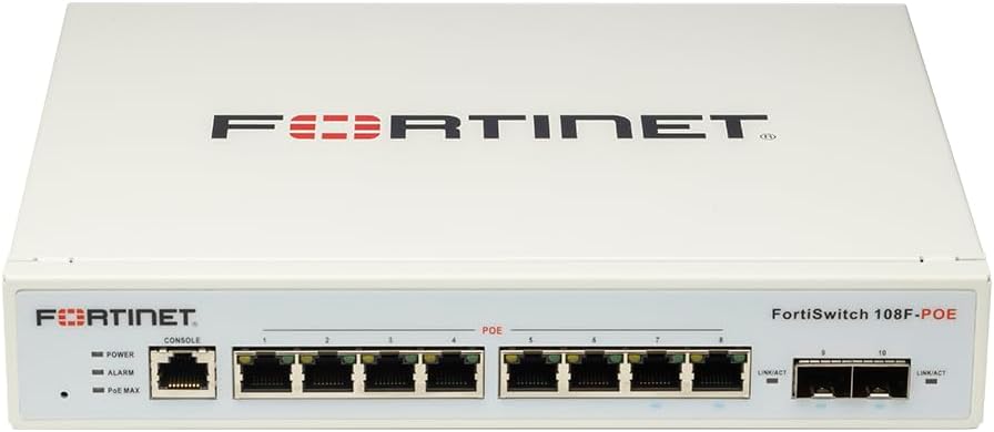 Fortinet FortiSwitch 108F-POE - Conmutador - Gestionado - 8 x 10/100/1000 (PoE) + 2 x Gigabit SFP -