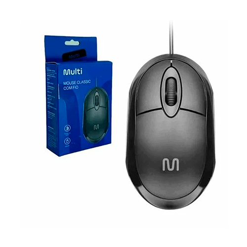 MULTILASER MOUSE CON CABLE MF100 CONEXIÓN USB 1200DPI 120CM CABLE 3 BOTONES NEGRO