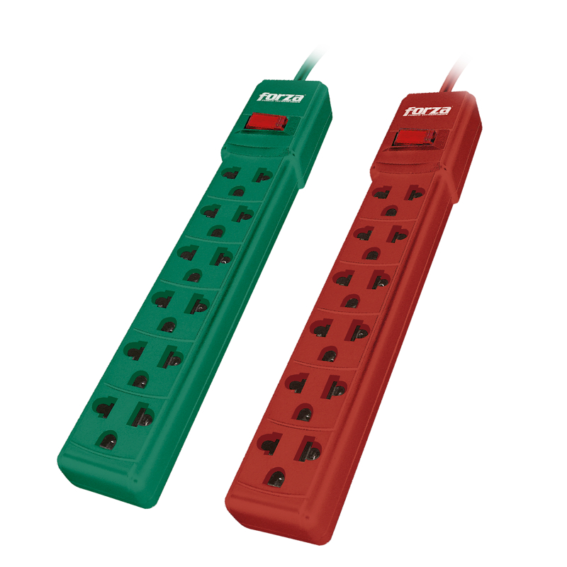 Forza - Power strip - AC 110/220 V - 6 Tomas de Corriente - Green & Red 2PX