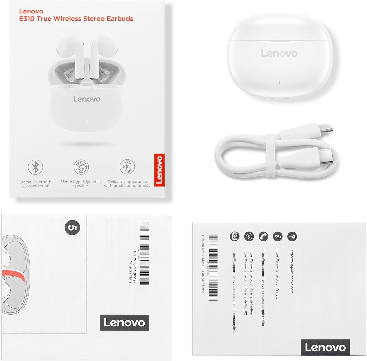 Lenovo - E310 - Earbuds - Wireless - True Wireless Stereo - White - Imagen 8