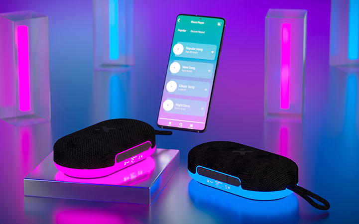 Xtech - Speaker - black with LED lights and magnetic base - BT 5W TWS XTS-607 - Imagen 4