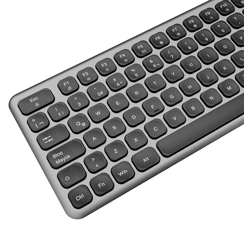 Klip Xtreme - Keyboard and mouse set - Spanish (Latin American) - Wireless - Bluetooth - Aluminum silver - KBK-850 - Imagen 3