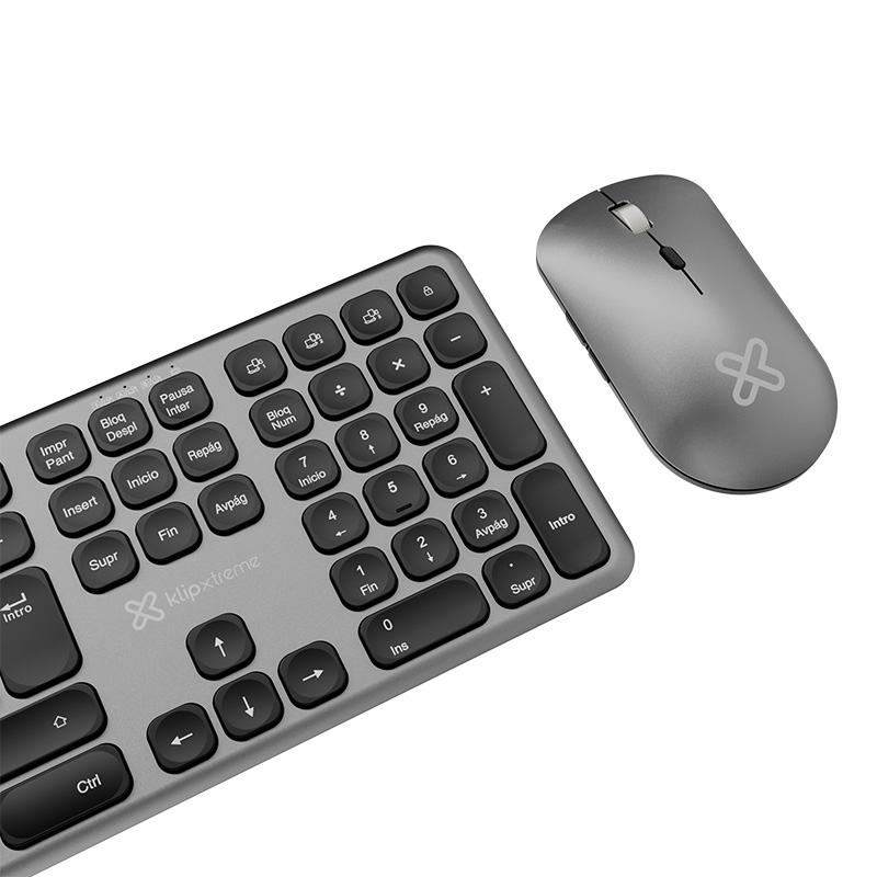 Klip Xtreme - Keyboard and mouse set - Spanish (Latin American) - Wireless - Bluetooth - Aluminum silver - KBK-850 - Imagen 2