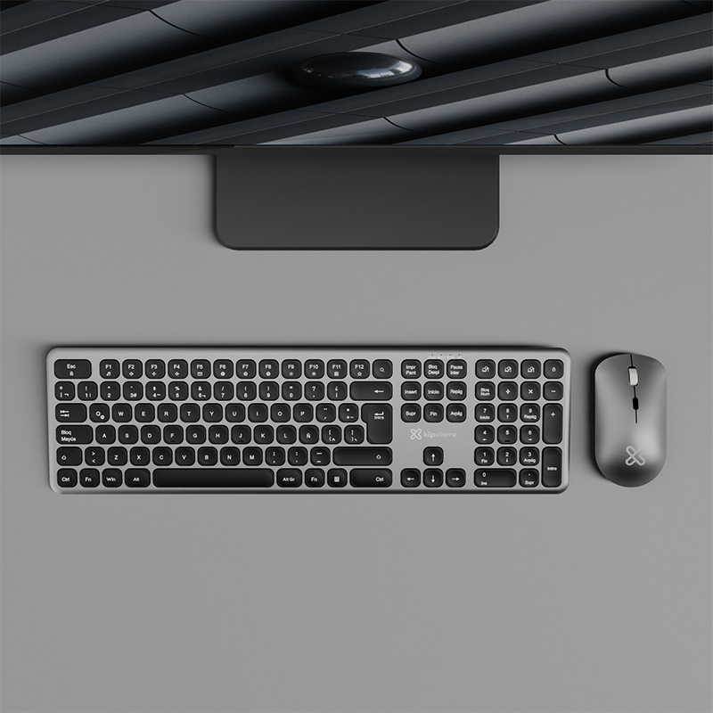 Klip Xtreme - Keyboard and mouse set - Spanish (Latin American) - Wireless - Bluetooth - Aluminum silver - KBK-850 - Imagen 6