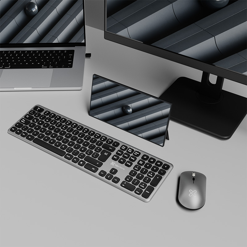 Klip Xtreme - Keyboard and mouse set - Spanish (Latin American) - Wireless - Bluetooth - Aluminum silver - KBK-850 - Imagen 5