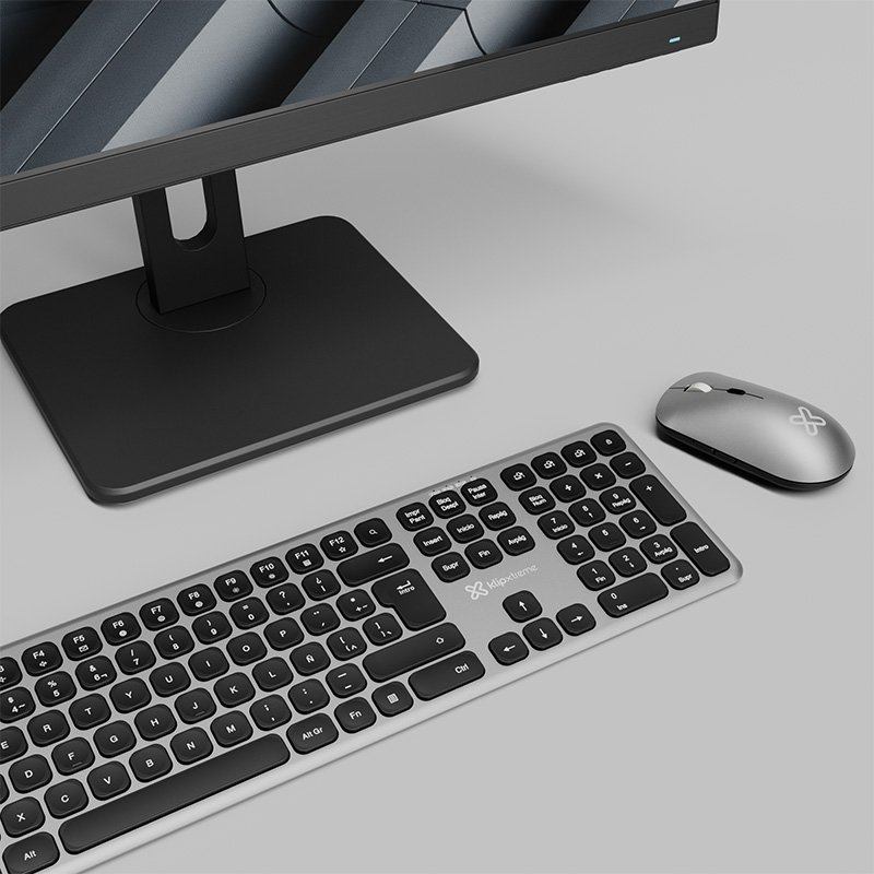 Klip Xtreme - Keyboard and mouse set - Spanish (Latin American) - Wireless - Bluetooth - Aluminum silver - KBK-850 - Imagen 4