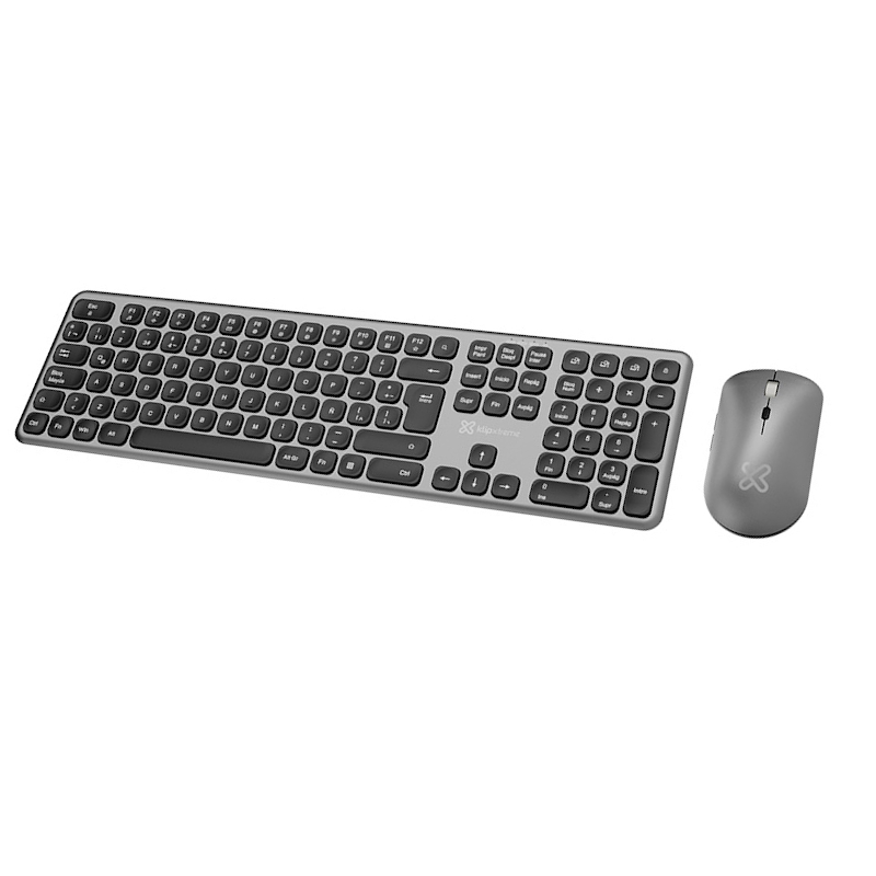 Klip Xtreme - Keyboard and mouse set - Spanish (Latin American) - Wireless - Bluetooth - Aluminum silver - KBK-850