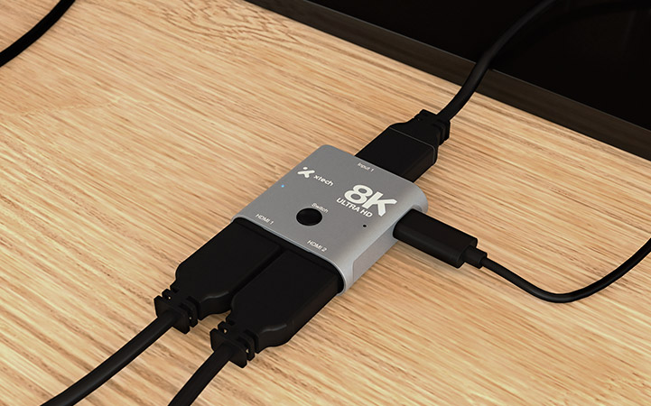 Xtech - 8K HDMI 2-Port Bidirectional Switch - Aluminum Alloy XHA-440 - Imagen 2