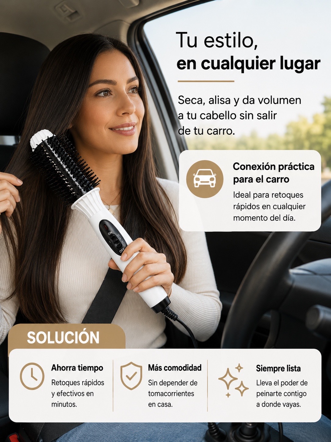 PRONOVA NHC-8810 Cepillo Moldeador Eléctrico 12V para Vehículo | Da Volumen, Forma y Brillo al Cabello - Imagen 4