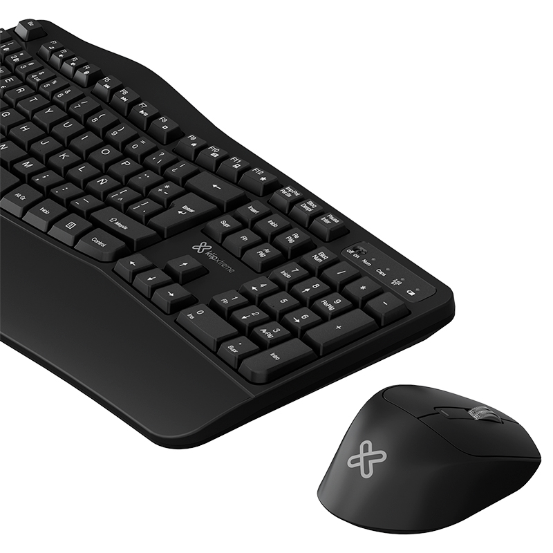 Klip Xtreme - Keyboard and mouse set - Spanish (Latin American) - Wireless - 2.4 GHz / Bluetooth - Black - Ultraergonomic - Imagen 2
