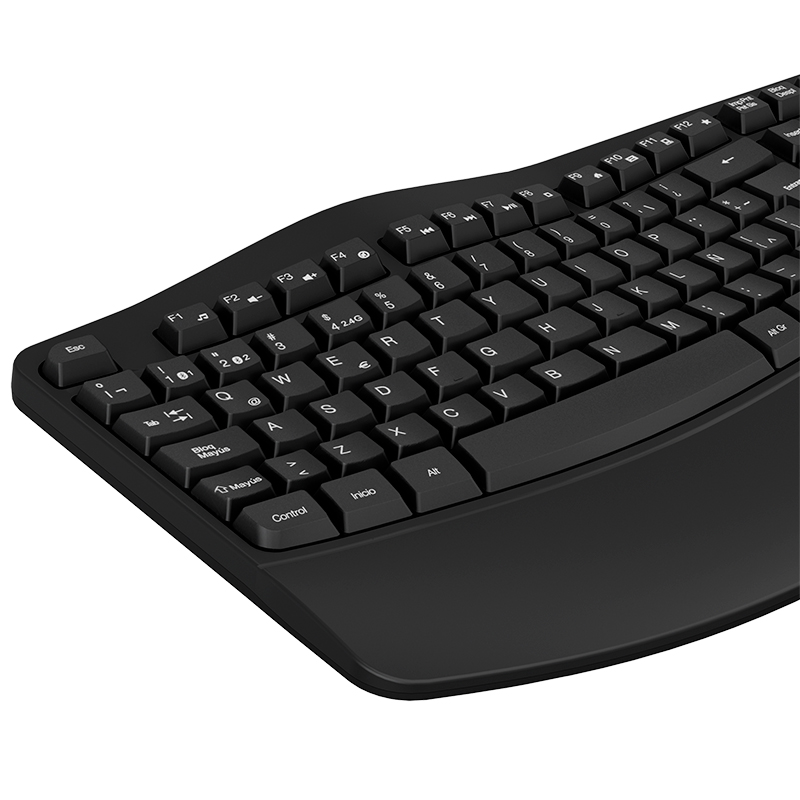 Klip Xtreme - Keyboard and mouse set - Spanish (Latin American) - Wireless - 2.4 GHz / Bluetooth - Black - Ultraergonomic - Imagen 4