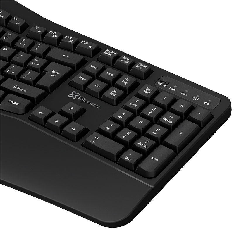 Klip Xtreme - Keyboard and mouse set - Spanish (Latin American) - Wireless - 2.4 GHz / Bluetooth - Black - Ultraergonomic - Imagen 3