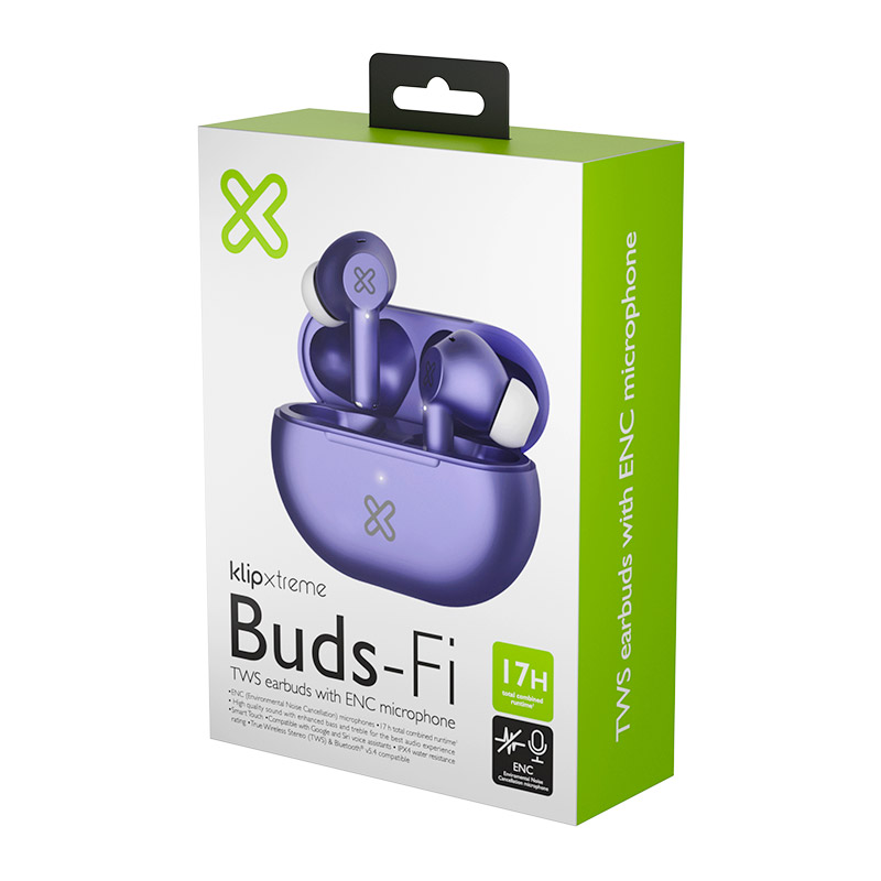 Klip Xtreme - True wireless earphones - Para Phone / Para Portable electronics / Para Tablet - Wireless - 17Hrs IPX Purple - Imagen 2