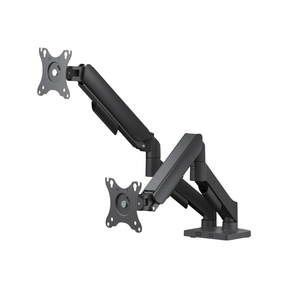 Argom Dual Monitor 32" Desk Mount With Gas Spring Arm & Clamp Full Motion