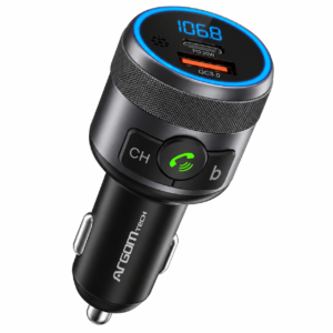 ArgomTech Adaptador Bluetooth Manos Libres para Auto con Reproducción de Música y Cargador Rápido Negro – ARG-AC-0343BK