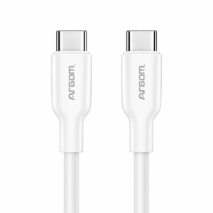 ArgomTech Dura Flex ARG-CB-0070WT – Cable USB-C a USB-C de 1.8 Metros, Carga Rápida 65W, 3.3A, Silicona Ultraflexible, Blanco