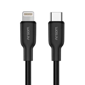 ArgomTech Dura Flex ARG-CB-0072BK – Cable USB-C a Lightning de 1.8 Metros, Carga Rápida 30W, 3.3A, Silicona Ultraflexible, Negro