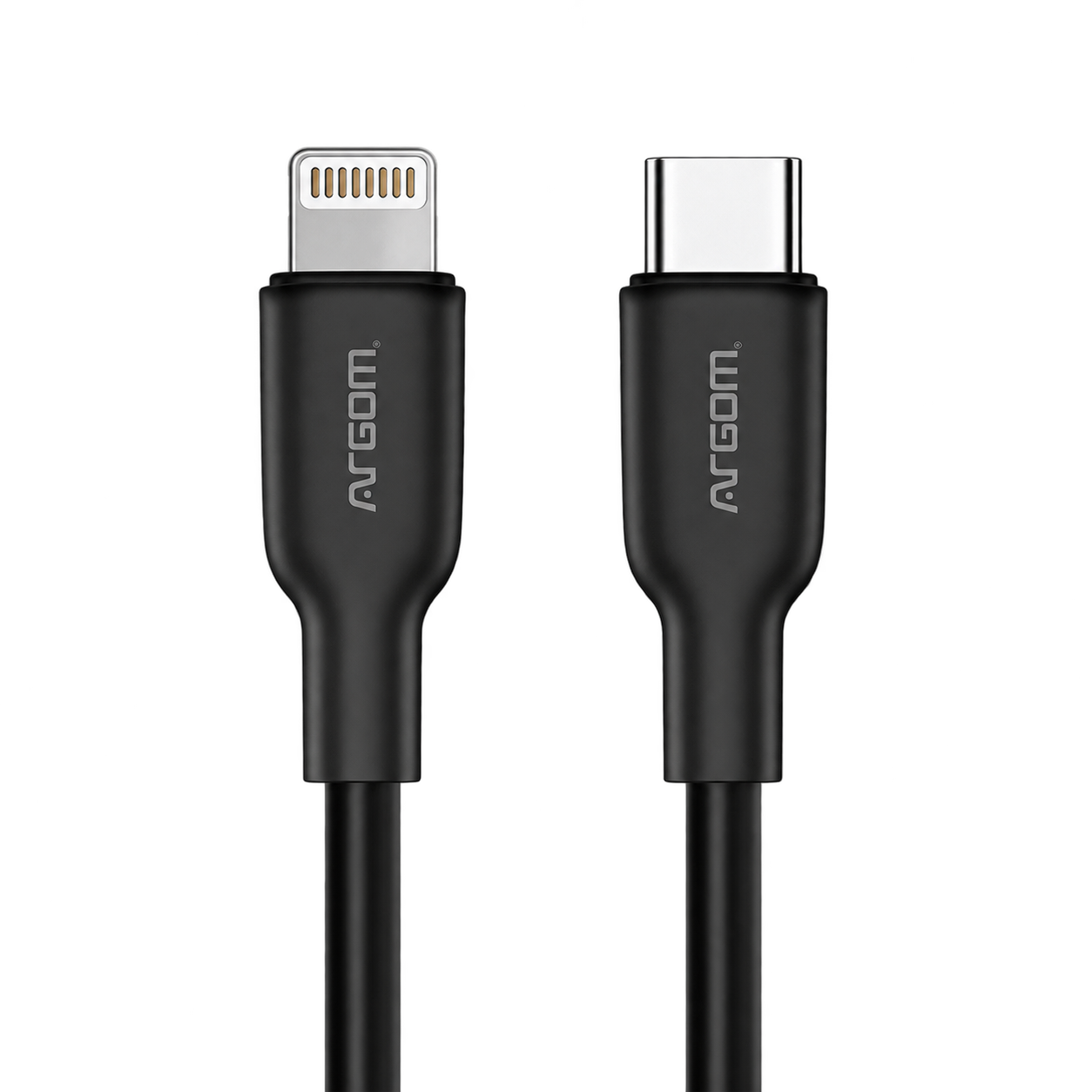 ArgomTech Dura Flex ARG-CB-0072BK – Cable USB-C a Lightning de 1.8 Metros, Carga Rápida 30W, 3.3A, Silicona Ultraflexible, Negro
