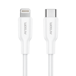 ArgomTech Dura Flex ARG-CB-0072WT – Cable USB-C a Lightning de 1.8 Metros, Carga Rápida 30W, 3.3A, Silicona Ultraflexible, Blanco