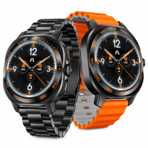 ArgomTech SKEIWATCH C62 – Smartwatch AMOLED 1.43″ con 2 Correas de Acero Inoxidable y Silicona Naranja – Gunmetal – ARG-WT-6062BK