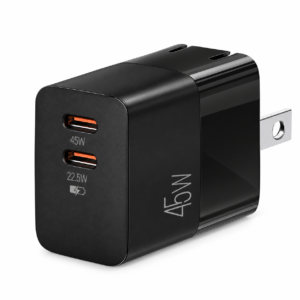 ArgomTech VOLTA P5 – Cargador de Pared GaN II 45W con 2 Puertos USB-C PD y Enchufe Plegable Negro – ARG-AC-0134BK
