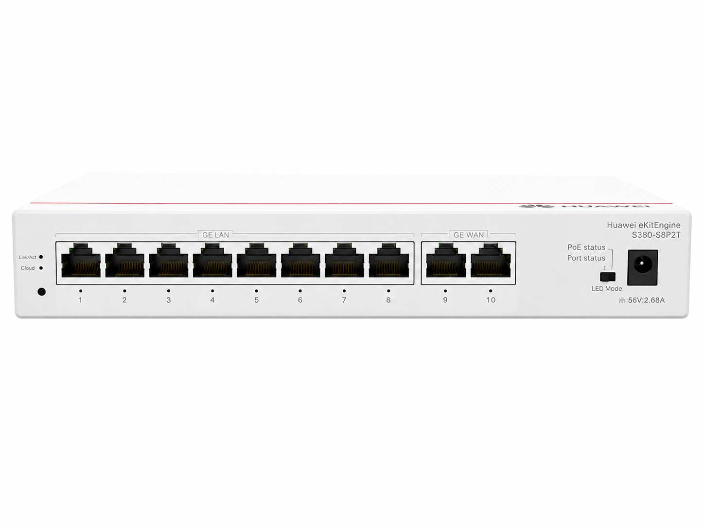 HUAWEI S380-S8P2T MULTI-SERVICE GATEWAY | NUMBER OF MANAGED APS: 64 | MAXIMUM USER: 300 | SWITCHING CAPACITY: 16GBPS | PACKET FORWARDING RATE: UPLOAD:500 KPPS, DOWNLOAD:420 KPPS | EGRESS BANDWIDTH: 2GBPS | 2