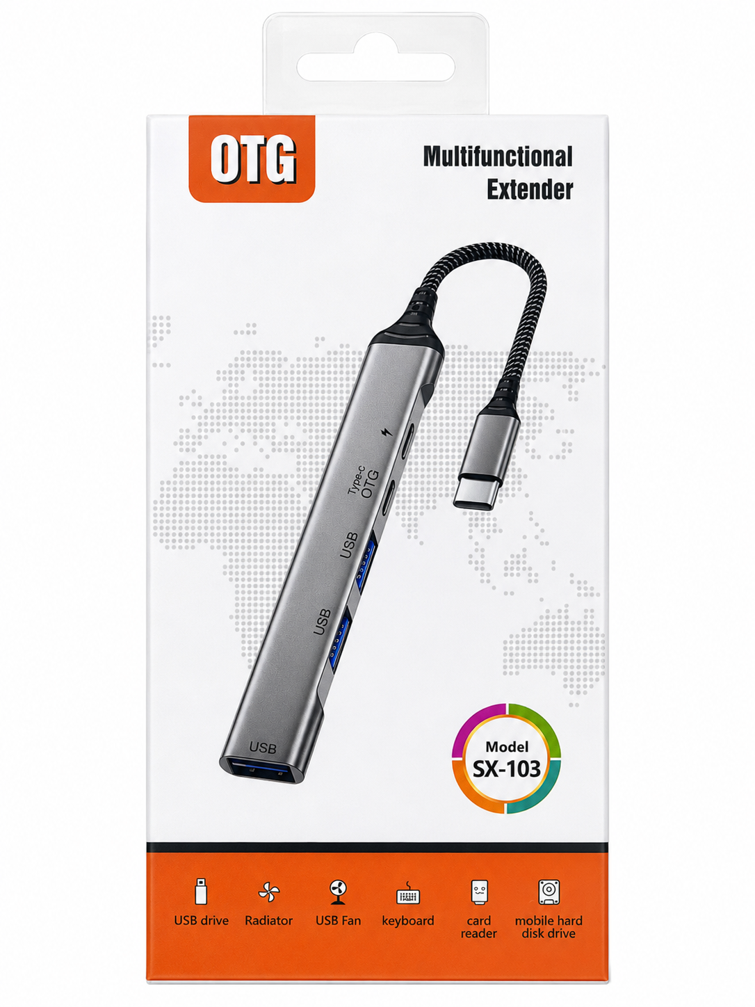 Hub USB-C OTG Multifuncional SX-103, 3 Puertos USB + 2 USB-C - Imagen 2